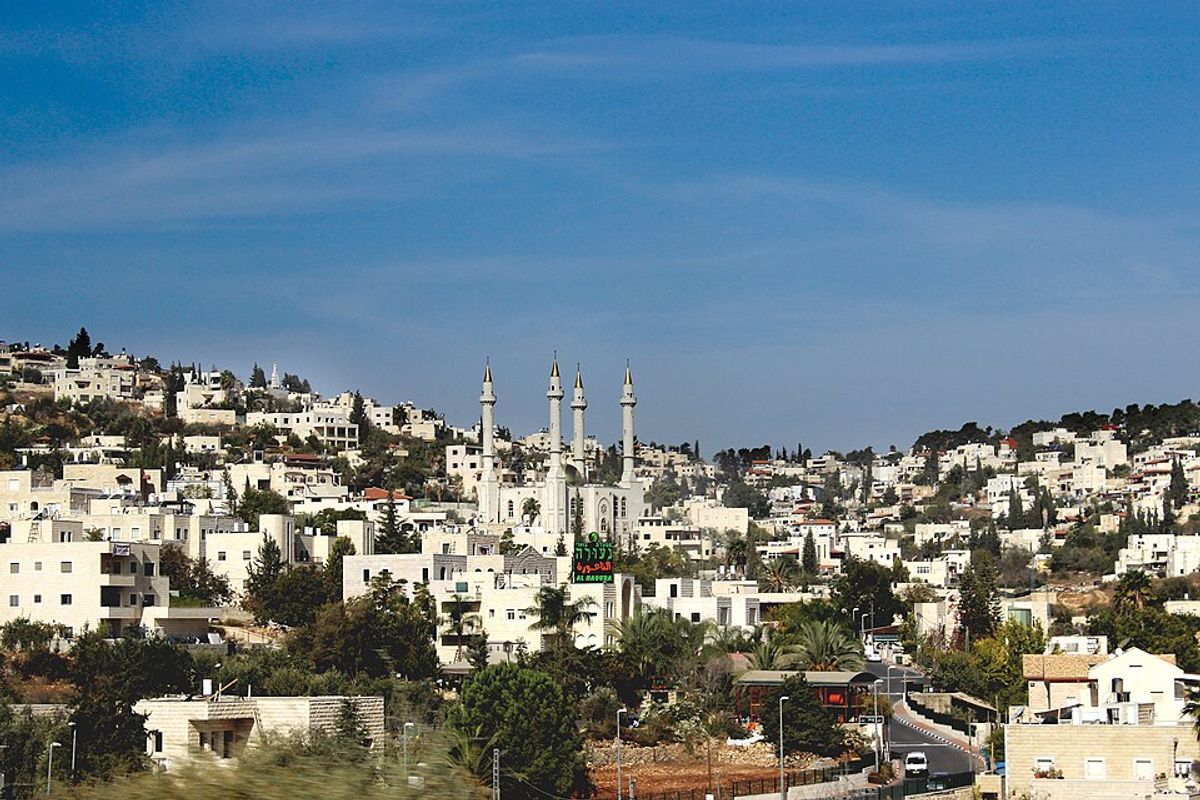 The village of Abu Ghosh in the Jerusalem hills with its mosque and stone houses