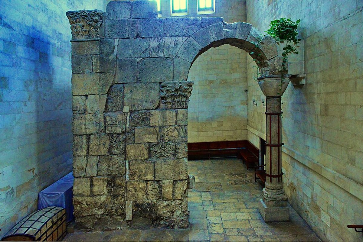 Archaeological ruins inside the Alexander Nevsky Church in Jerusalem
