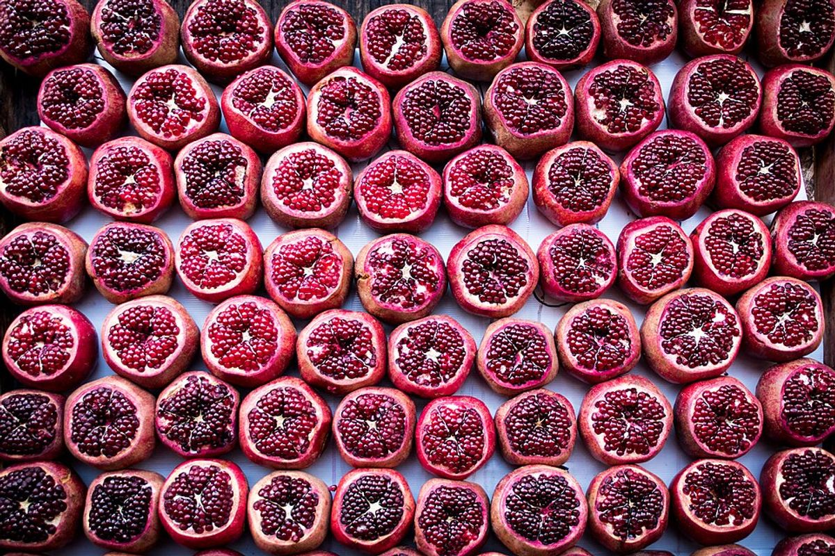 Fresh pomegranates at the Carmel Market in Tel Aviv