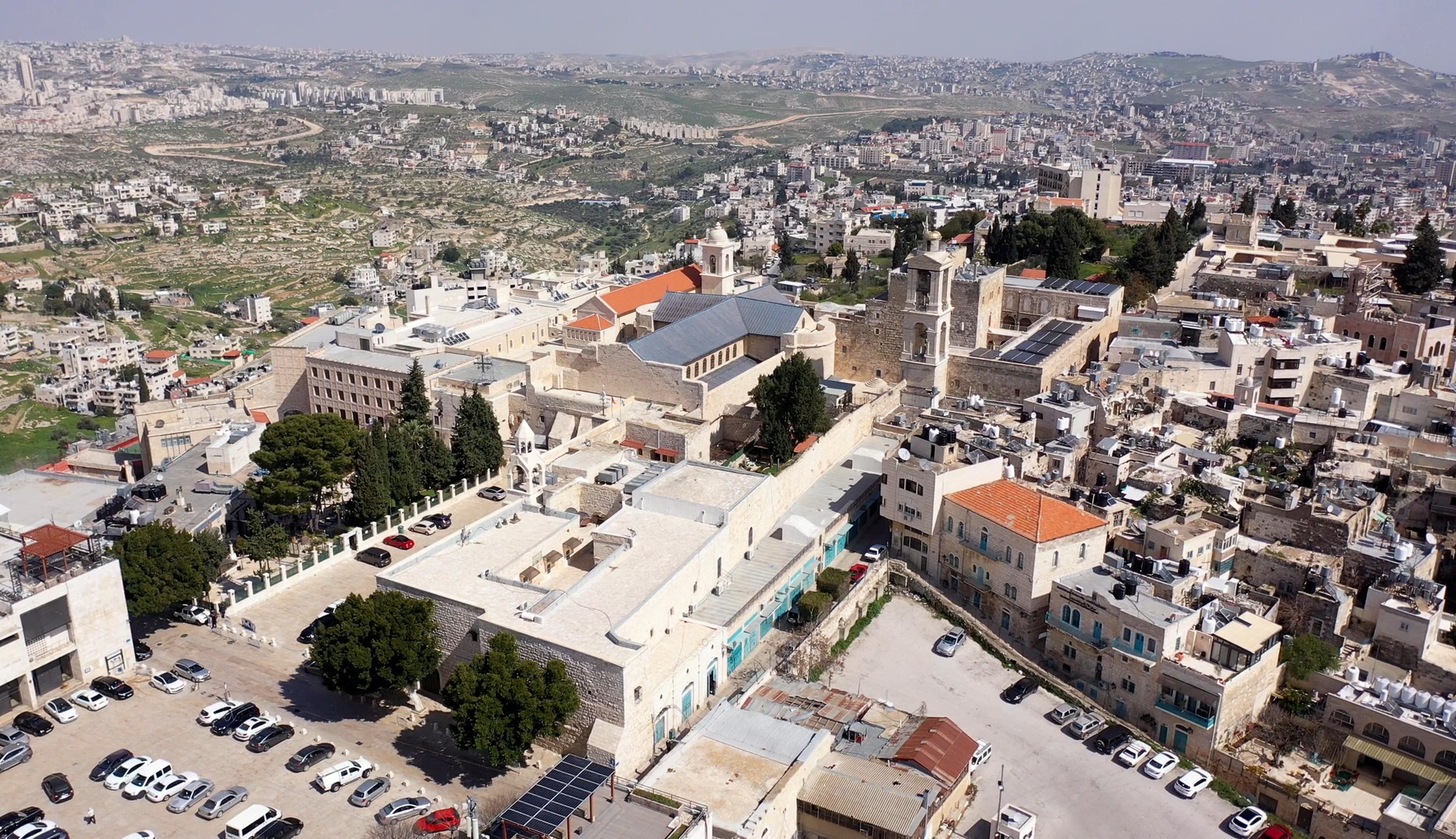 Aerial view of the Church of the Nativity, Bethlehem