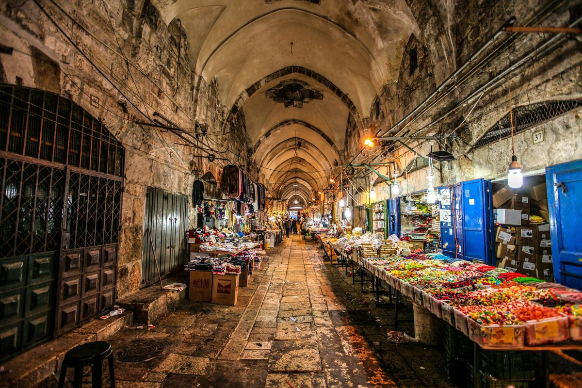 The Cotton Merchants Market in the Muslim Quarter of Jerusalem Old City