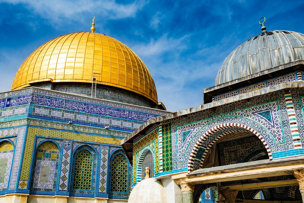 The golden Dome of the Rock on the Temple Mount in Jerusalem