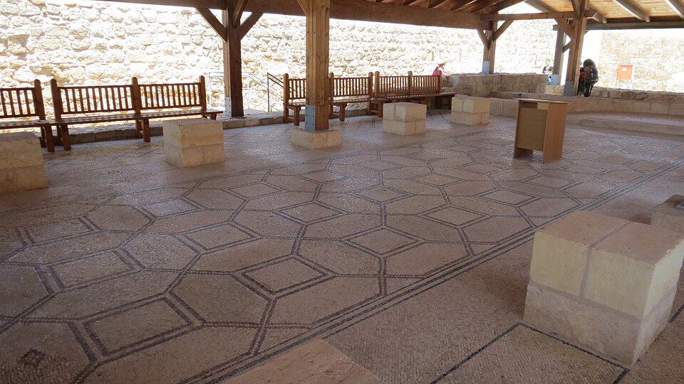 Byzantine church mosaic at the Good Samaritan Museum