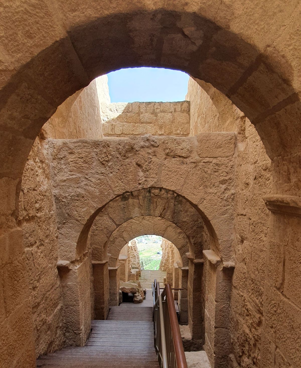 Arched stone stairway leading through the entrance passages of Herodium