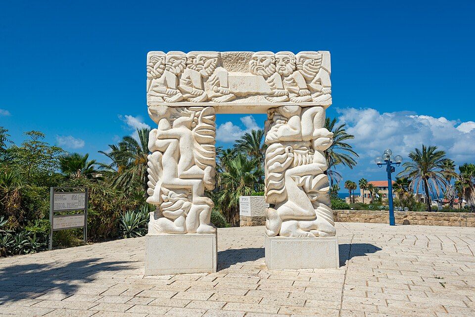 The Gate of Faith sculpture in old Jaffa depicting biblical scenes