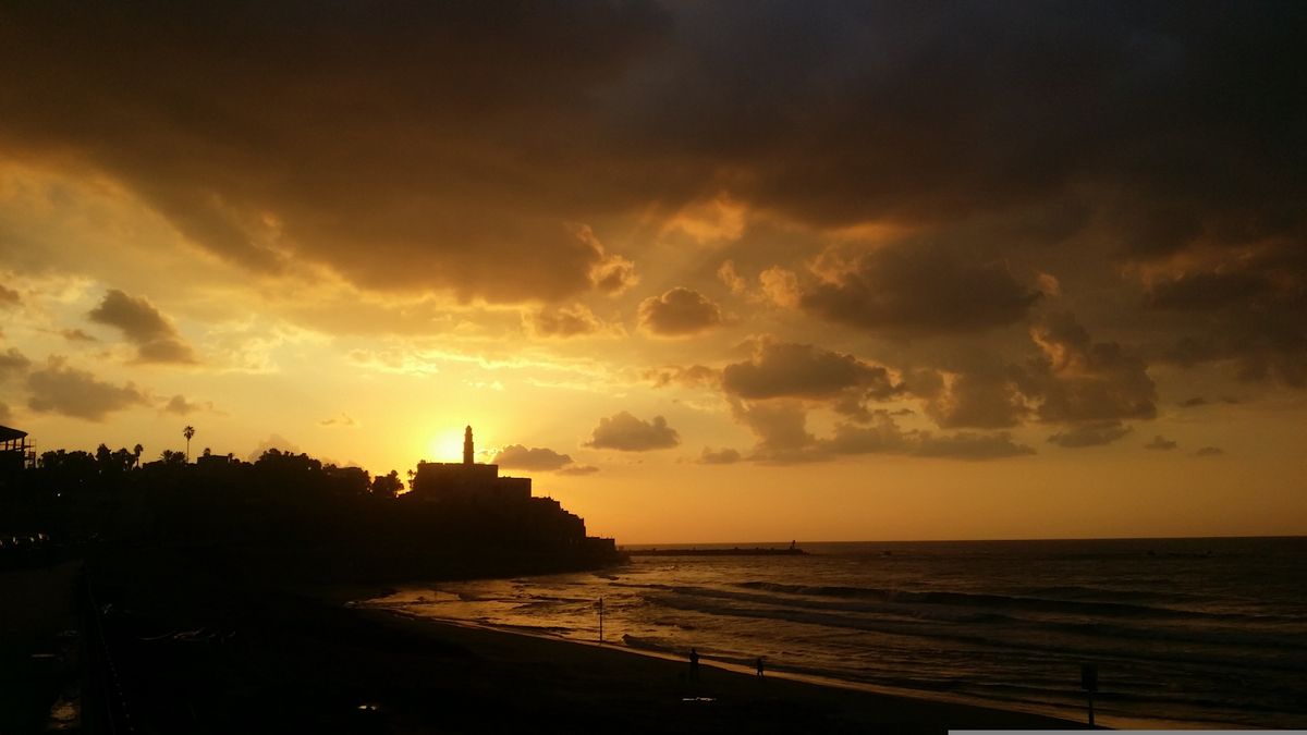 Jaffa at sunset over the Mediterranean