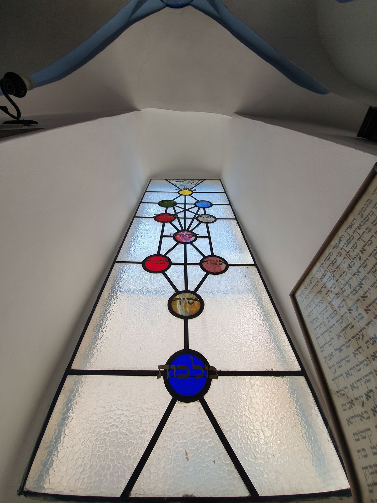 Stained glass window depicting the Kabbalistic Tree of Life (Sfirot) in Safed