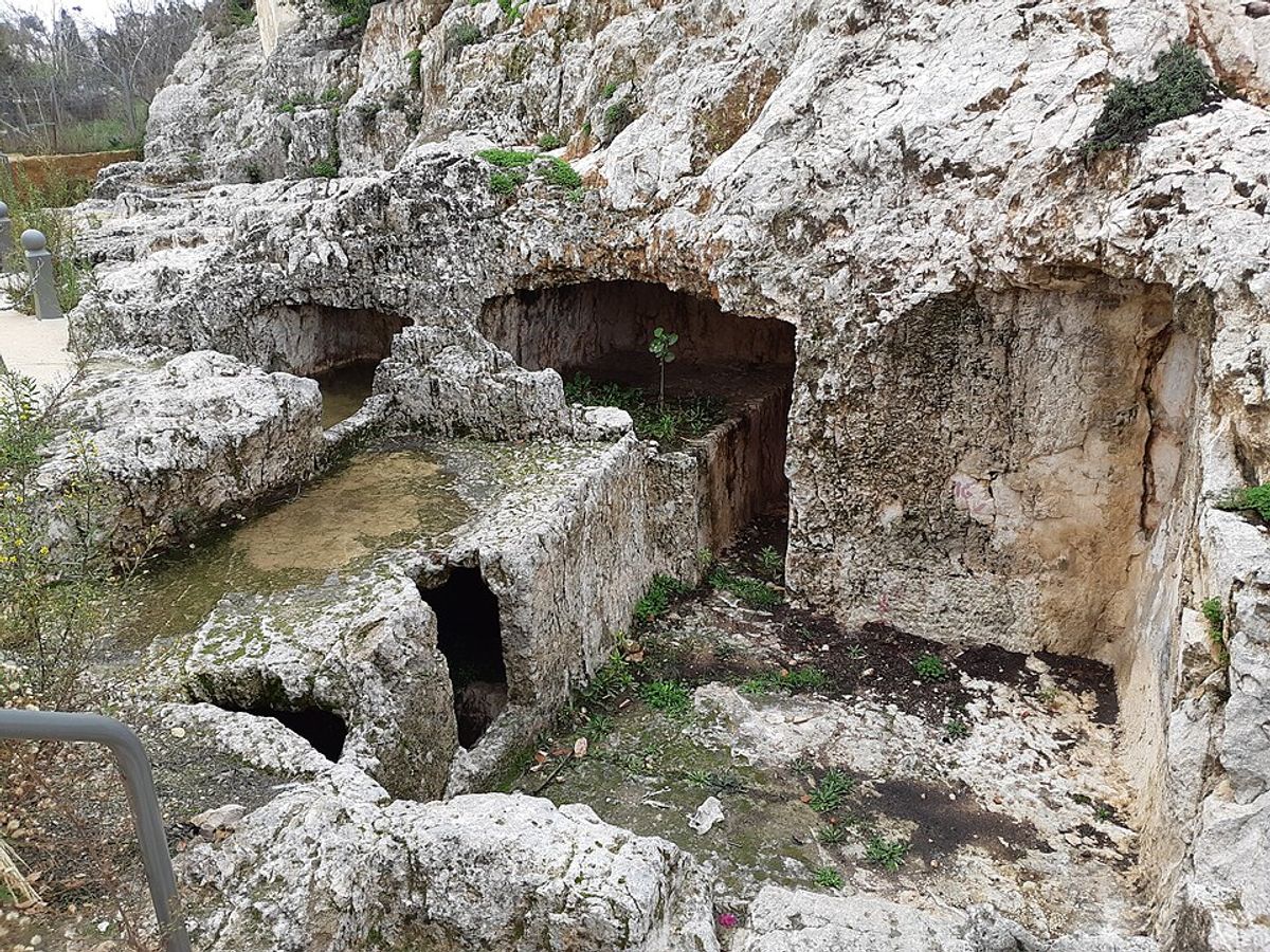Ancient burial caves at Ketef Hinnom, Jerusalem, where the oldest biblical text was discovered
