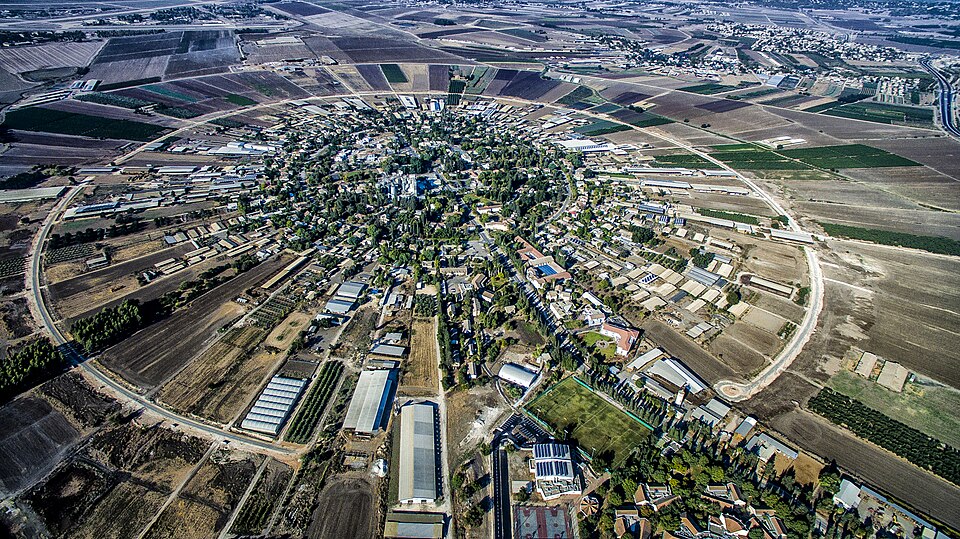 Nahalal moshav, aerial view of the circular layout, Jezreel Valley