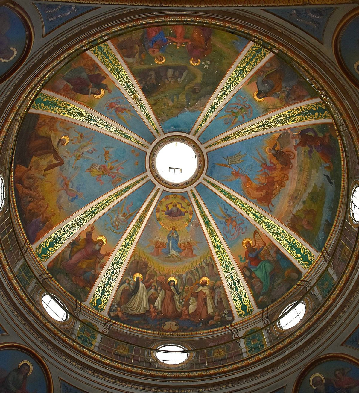 The painted ceiling of Stella Maris Carmelite Church on Mount Carmel