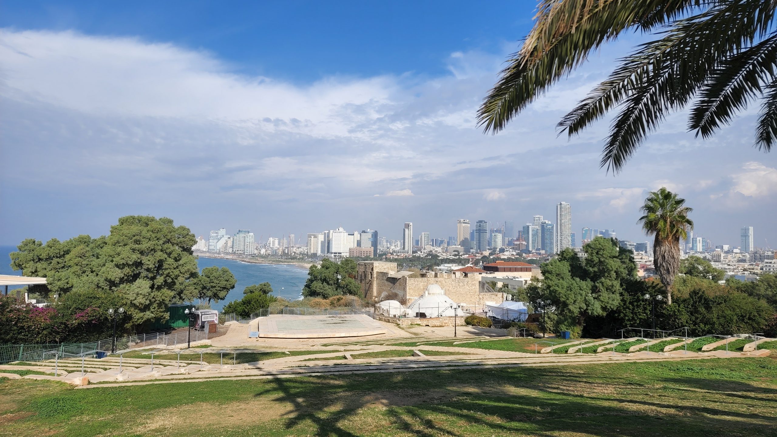 Tel Aviv skyline seen from Old Jaffa with the Mediterranean Sea