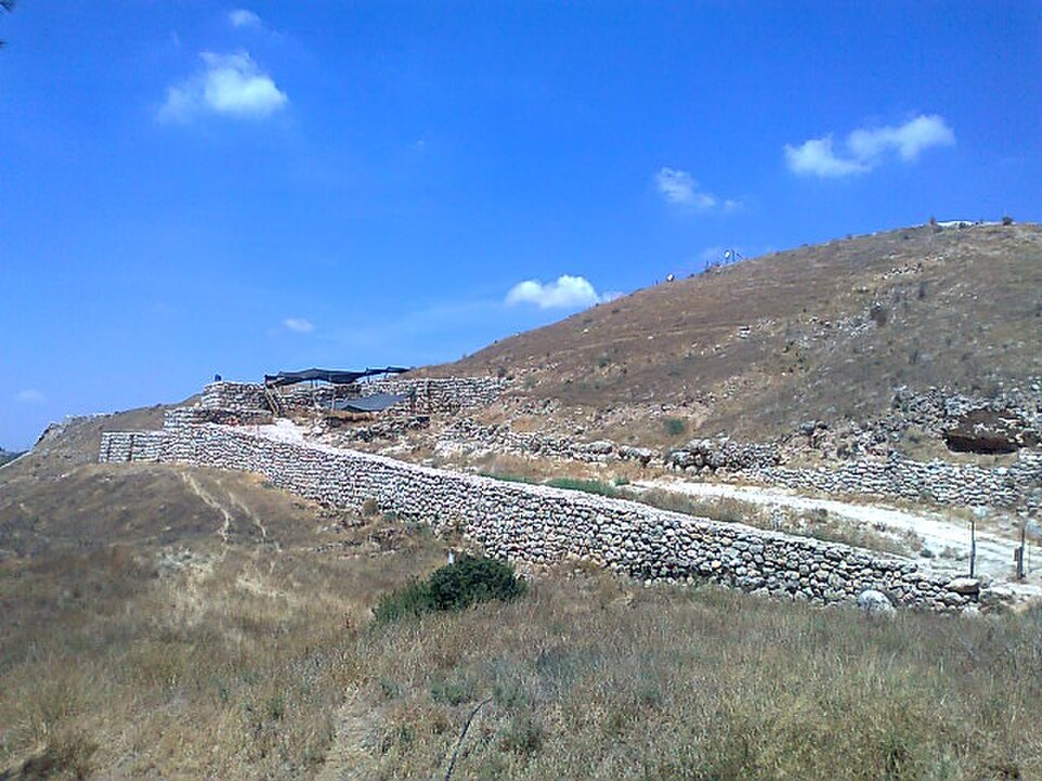 Tel Lachish archaeological site and ancient walls in the Judean Foothills