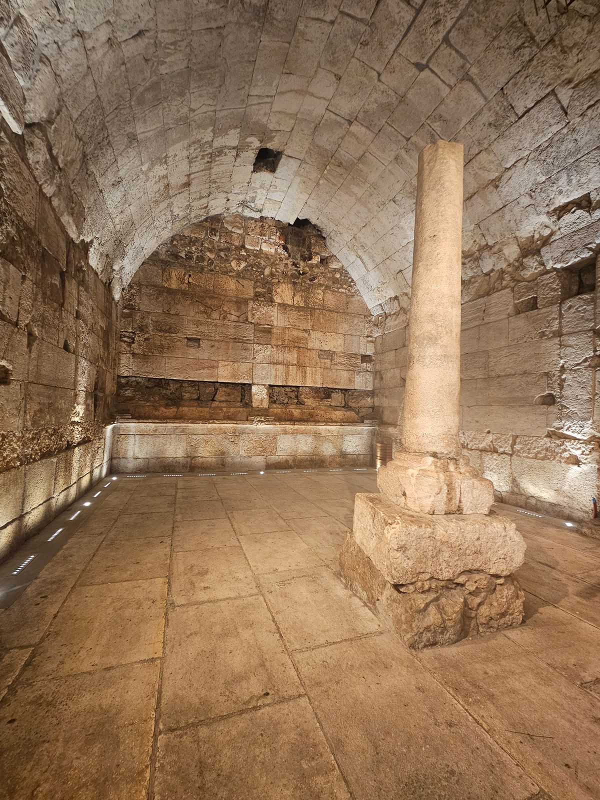 The Western Wall Tunnels underground passage with Herodian stones