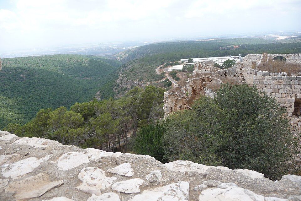Panoramic view from the walls of Yehiam Fortress over the Galilee hills
